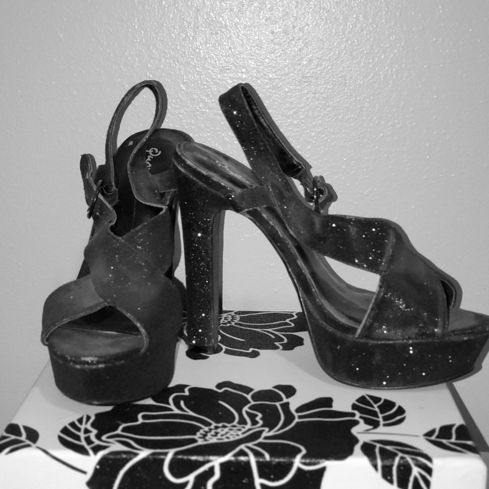 Glitter Black Heels